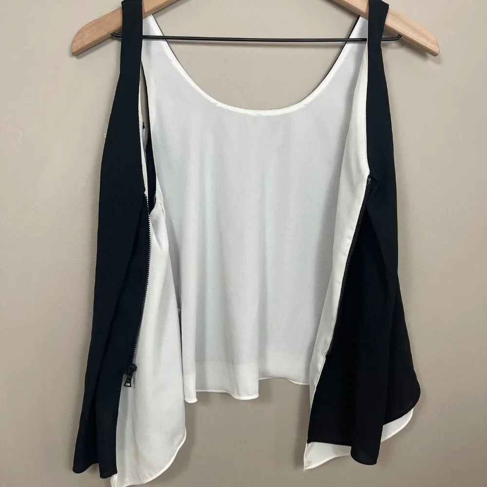 Sam Edelman Black & White Double Layer Sleeveless Top - Picture 10 of 12